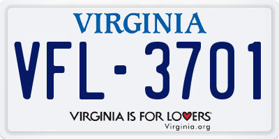 VA license plate VFL3701
