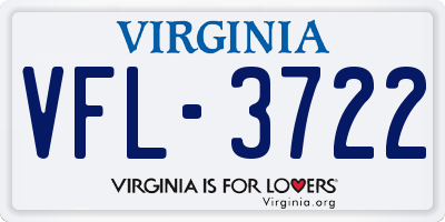 VA license plate VFL3722