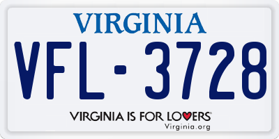 VA license plate VFL3728