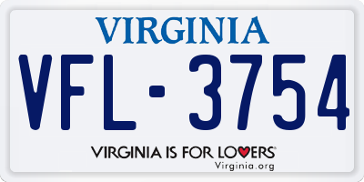 VA license plate VFL3754