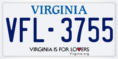 VA license plate VFL3755
