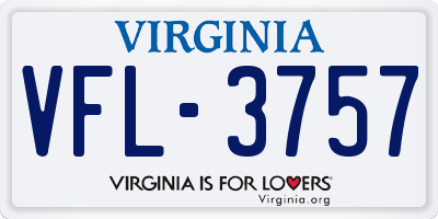 VA license plate VFL3757