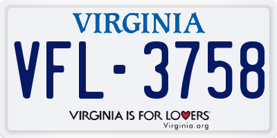 VA license plate VFL3758