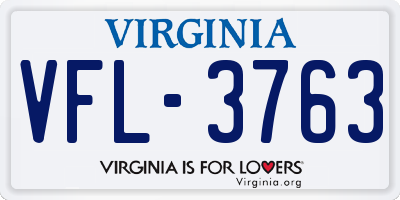 VA license plate VFL3763