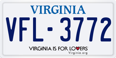 VA license plate VFL3772