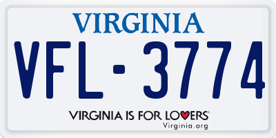 VA license plate VFL3774