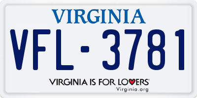 VA license plate VFL3781