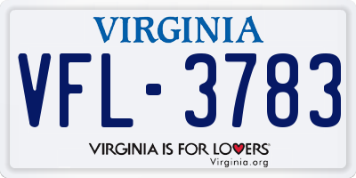 VA license plate VFL3783