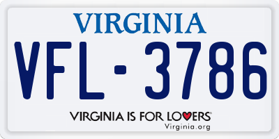 VA license plate VFL3786