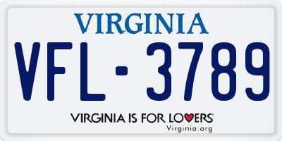 VA license plate VFL3789