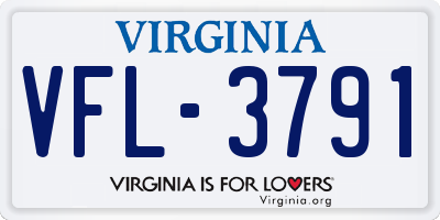 VA license plate VFL3791