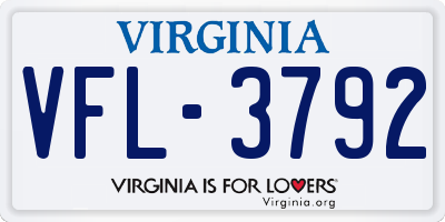 VA license plate VFL3792