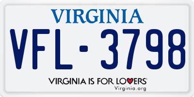 VA license plate VFL3798
