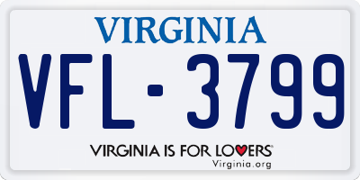 VA license plate VFL3799