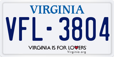VA license plate VFL3804