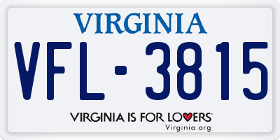 VA license plate VFL3815