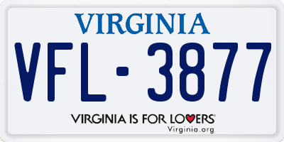 VA license plate VFL3877