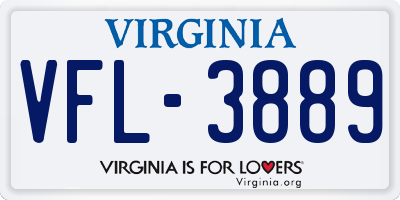 VA license plate VFL3889