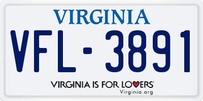 VA license plate VFL3891