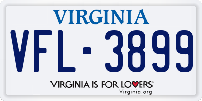 VA license plate VFL3899