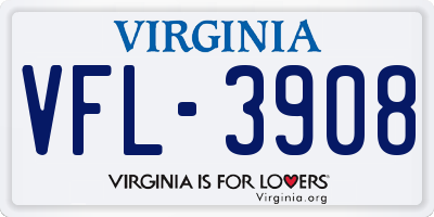 VA license plate VFL3908