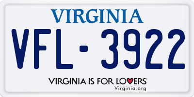 VA license plate VFL3922