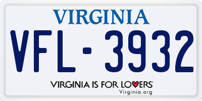 VA license plate VFL3932