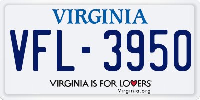 VA license plate VFL3950