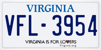VA license plate VFL3954