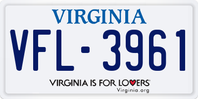 VA license plate VFL3961