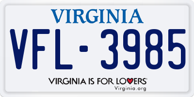 VA license plate VFL3985