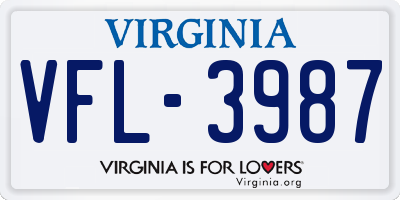 VA license plate VFL3987