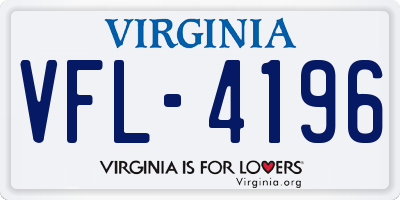 VA license plate VFL4196