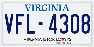 VA license plate VFL4308