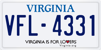 VA license plate VFL4331