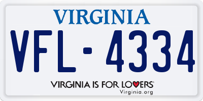 VA license plate VFL4334