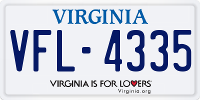 VA license plate VFL4335