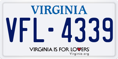 VA license plate VFL4339