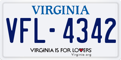 VA license plate VFL4342