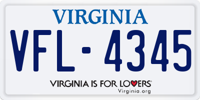 VA license plate VFL4345
