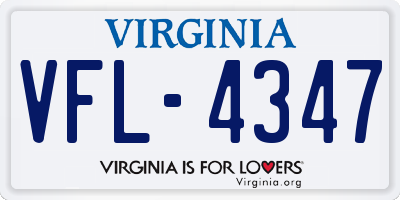 VA license plate VFL4347