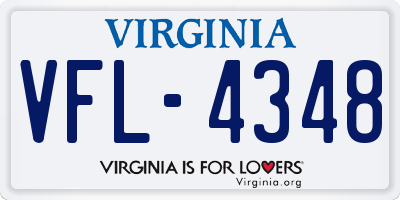VA license plate VFL4348