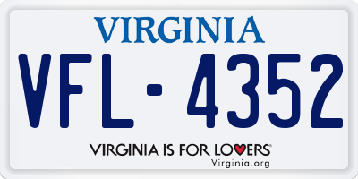 VA license plate VFL4352