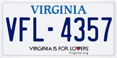 VA license plate VFL4357