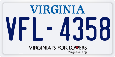 VA license plate VFL4358