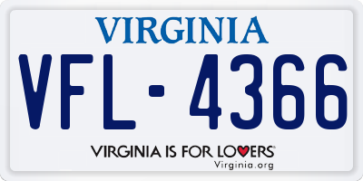 VA license plate VFL4366