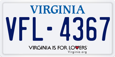 VA license plate VFL4367