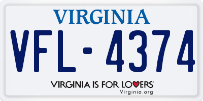 VA license plate VFL4374
