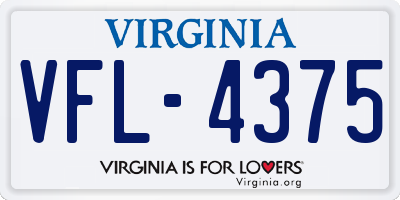 VA license plate VFL4375
