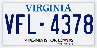 VA license plate VFL4378